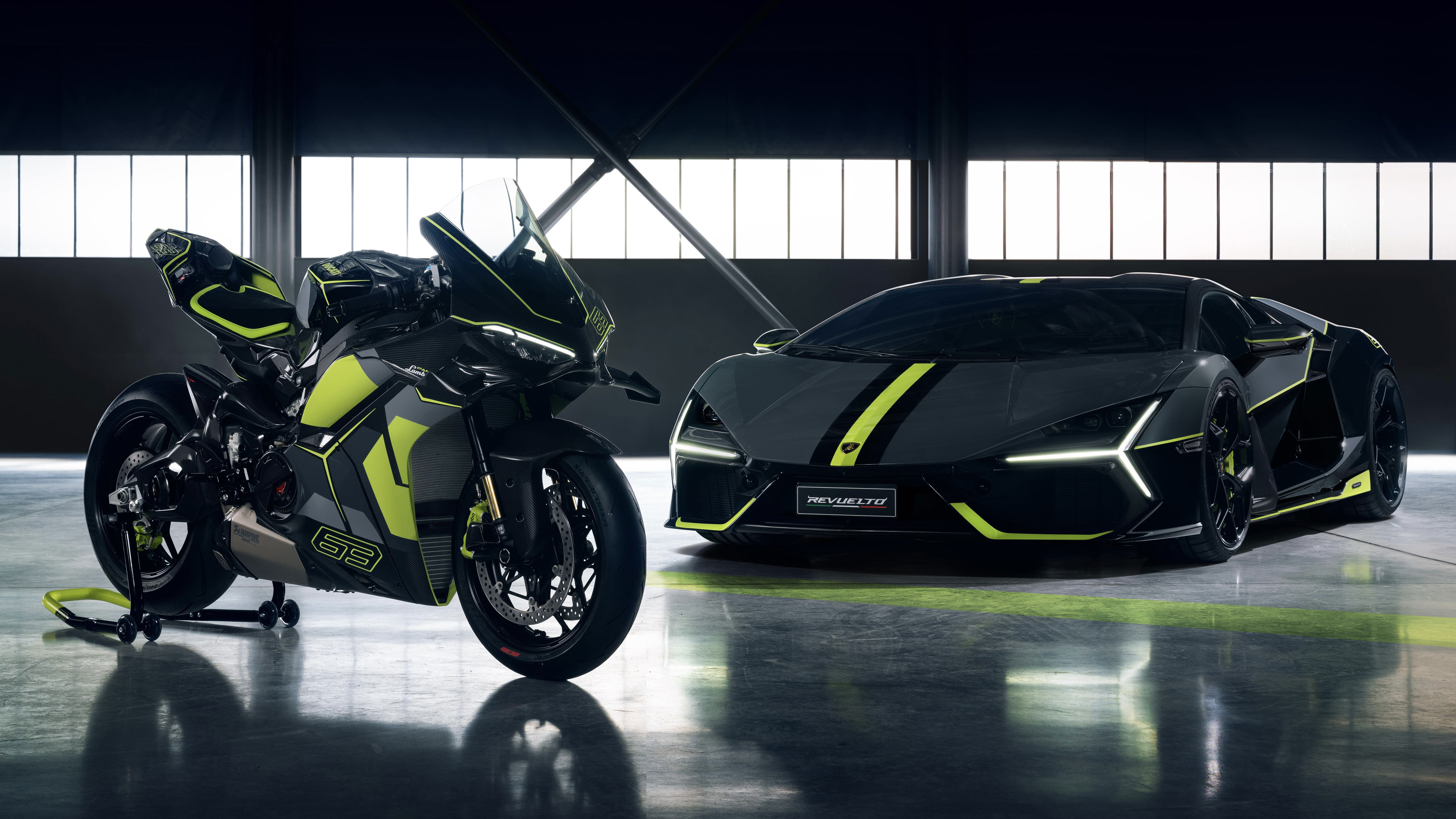 Ducati Panigale V4 Lamborghini and Lamborghini Revuelto